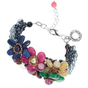 pulsera con agata, lapislazuli, cistal, perla