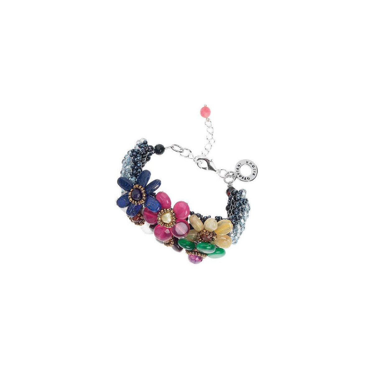 pulsera con agata, lapislazuli, cistal, perla