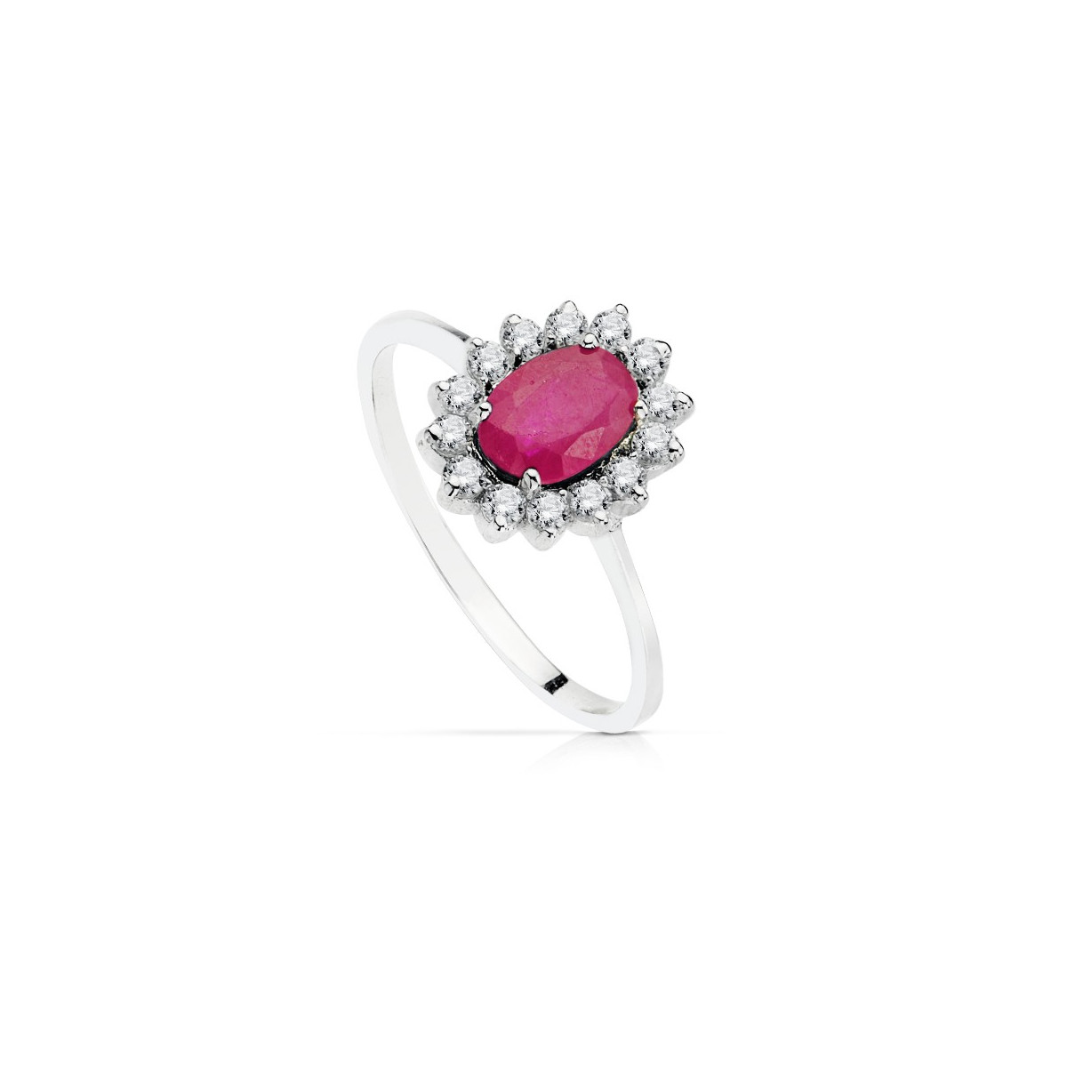 Anillo oro online blanco y rubi