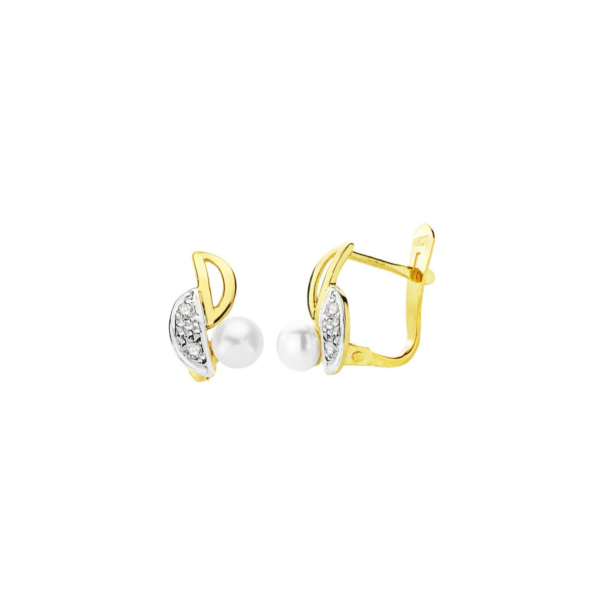 PENDIENTES BICOLOR PERLA. 11 X 6 MM.  20702-1